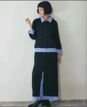 셔츠 도킹 니트 상의 & 스커트