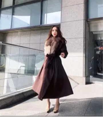 rienda 플레어 롱 울 가운 코트