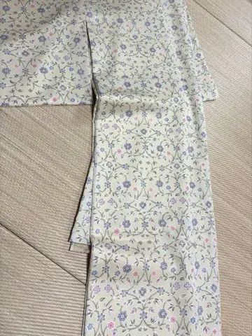 실룩 워셔블 기모노 꽃무늬 코몬 크림색