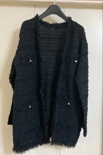 소주 트위드라이크 롱 니트 자켓