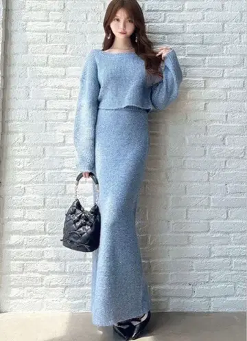RESEXXY 니트 파랑 셋업 라메
