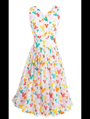 컬러풀 미키 벌룬 패턴 슬리브리스 원피스