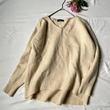 스픽 앤 스팬 니트 울 캐시미어 혼방 V넥 프레임워크스