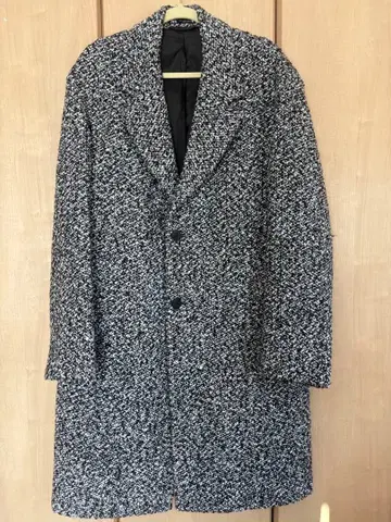 블랙 화이트 혼합 체스터 코트