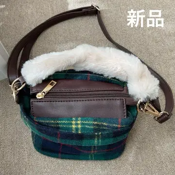 [ 새상품 ] 체크 무늬 x 퍼 숄더백 핸드백