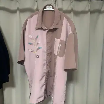 자수 반팔 셔츠 패턴 셔츠 빈티지 구제 의류