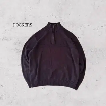 90s DOCKERS 하프 지퍼 코튼 니트 브라운 계열  스웨터 L