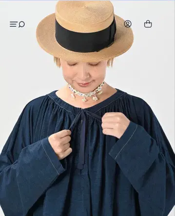 25SS 45R 수피마 천축 개더 블라우스 (인디고)