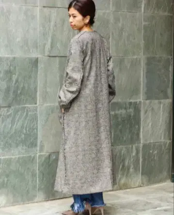 IENA LA BOUCLE 글렌체크 트위드 V넥 코트 이에나