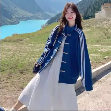 새상품 차이나 트랙 자켓 블루 파랑 스트라이프 XL 사이즈