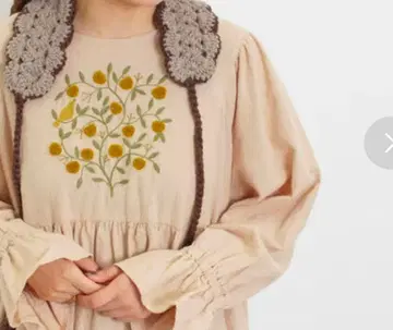 마카베 앨리스 과일 패턴 자수 원피스 아이보리