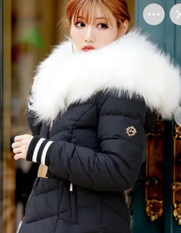 레이디 퍼 포함 블랙 다운 자켓 벨트 없음