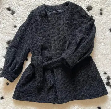 야마다야 resil 허리 리본 포함 코트 블랙 트위드