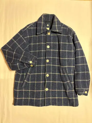 네이비 체크 무늬 자켓 코트