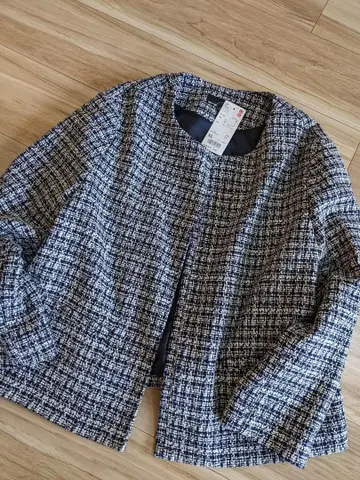 새상품 미사용 택 포함 유니클로 노카라 트위드 자켓 XL