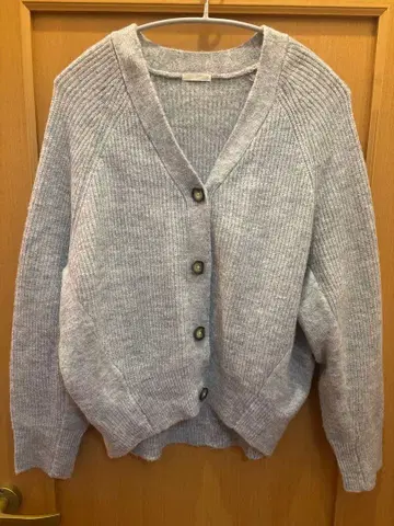 GU 퍼프 슬리브 코쿤 가디건 M 그레이