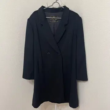 FUJII KEORI 후지이모리 고급 캐시미어 100% 롱 코트 블랙