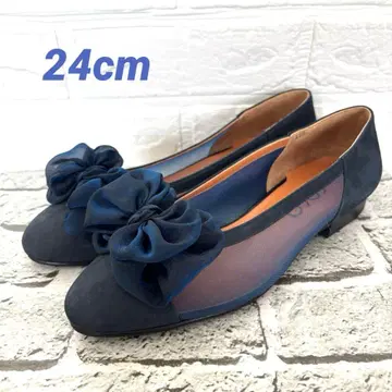 coca 코카 네이비 리본 스웨이드 메쉬 플랫슈즈 24cm