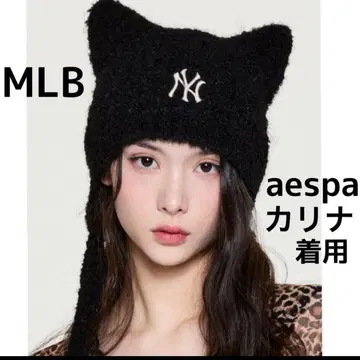 MLB korea 니트 모자 고양이 귀
