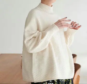 [겨울의 생활에 즐거움을] 바스켓 편물 니트 에크루