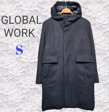 GLOBAL WORK 충전솜 멜톤 후디드 코트 자켓 아우터 네이비