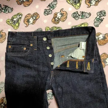 바니스 다크 블루 데님 청바지 버튼 플라이 사이즈표 참조