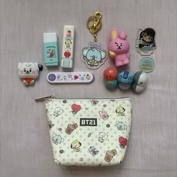 BT21 캐릭터 파우치와 부속품 세트