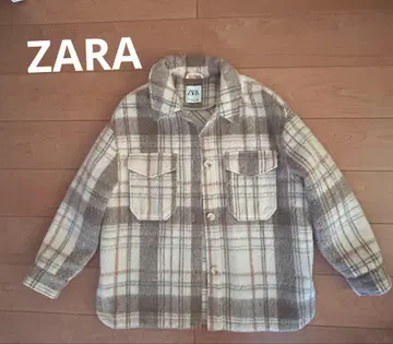ZARA 체크 오버 사이즈 자켓 아우터 베이지 L