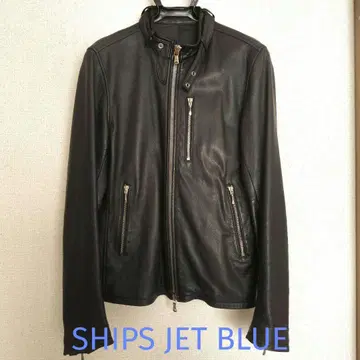 SHIPS JET BLUE 블랙 싱글 라이더 자켓