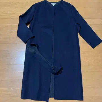 새상품급 플라스테 코트 리버코트 노카라 코트 네이비 그레이 S