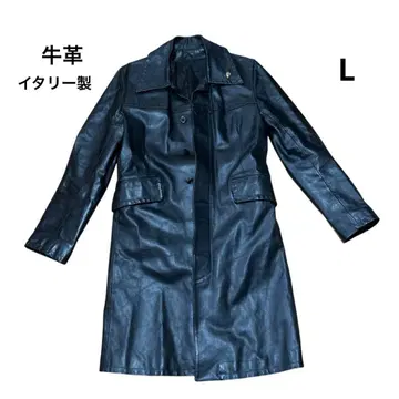 남성용 소가죽 코트 블랙 L.