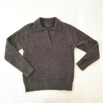 무인양품 울 혼방 부클레 폴로 스웨터 여성 S 카키 그린