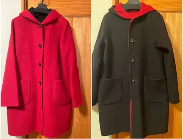 리버서블 롱 코트 빨간색 블랙 vivibakiko 하나에모리