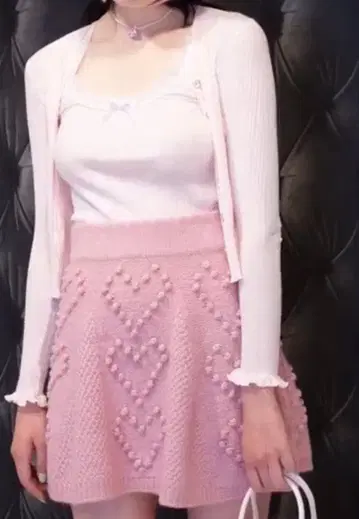 Katie WINTER HEARTS 니트 스커트 핑크 프리 사이즈