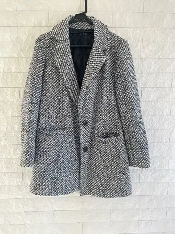 INGNI 트위드 체스터 코트 화이트 블랙