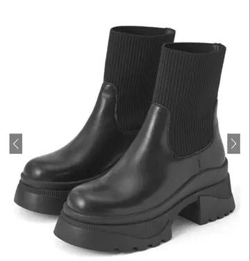 리브 니트 부츠 통굽 슬림 레그 부티 25.0