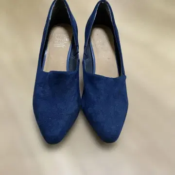 네이비 스웨이드 와이드 힐