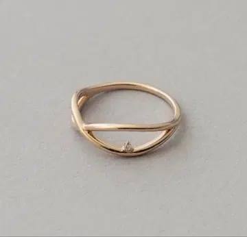 ete k10YG 레이어드 다이아 크로스 반지