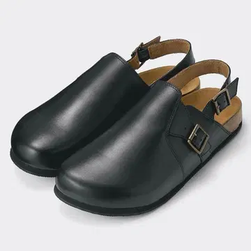 새상품 GU 리얼 가죽 클로그 샌들 블랙 27cm