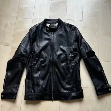 NANO UNIVERSE 블랙 가죽 라이더 자켓