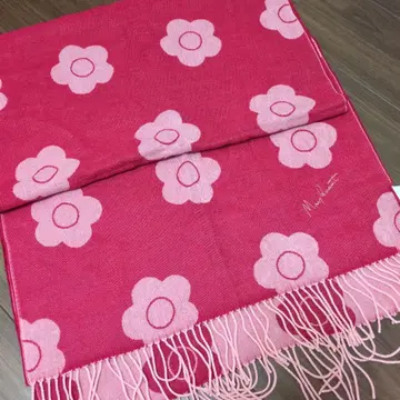 마리콴트 데이지 패턴 대형 스톨 아크릴 100% 핑크