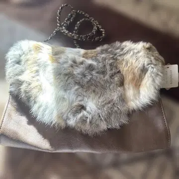 리얼 라빗 퍼 가죽 숄더백 미사용 택 포함