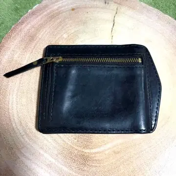 Ryu 머니클립 얇은 타입 가죽 지갑 접이식 지갑 동전 지갑 있음 블랙