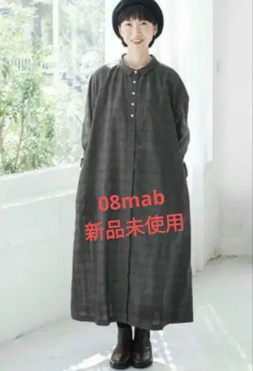 미사용 새상품 08맵 08mab 섀도우 체크 원피스 조개 버튼