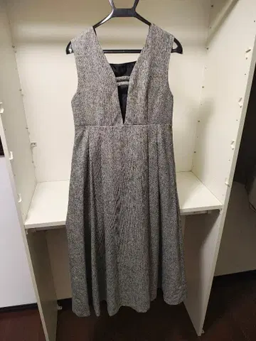 그레이 V넥 맥시 원피스