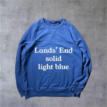 LANDS' END 래글런 무지 솔리드 맨투맨 L V 가제트 스카이블루