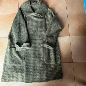 새상품급 45rpm 올리브 그린 체크 무늬 롱 코트