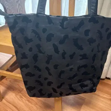 츠모리 치사토 고양이 실루엣 토트백 가죽 고양이