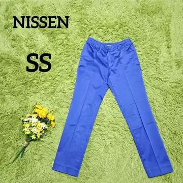 [니센] 슬림 레그 센터 프레스 팬츠 SS 블루 깔끔한 출퇴근 오피스
