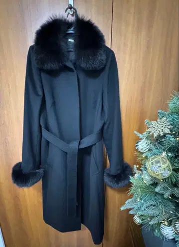 ICB 캐시미어 퍼 블랙 롱 코트